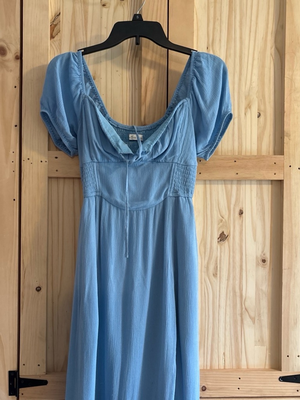 Hollister Light Blue Maxi Dress with Puff Sleeves